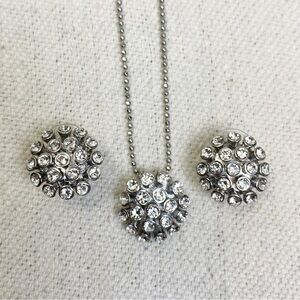 Talbots clear rhinestone necklace and earring set starburst cluster